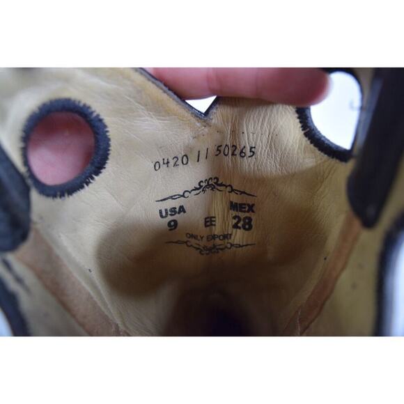 Los Altos Genuine Leather Rodeo Square Toe Western Cowboy Boots Pull holes -9 EE - Picture 7 of 8